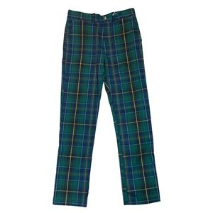 Brown Bowen & Company Plaid Tartan Pants Sz 12 Green Blue Red Holiday Christmas